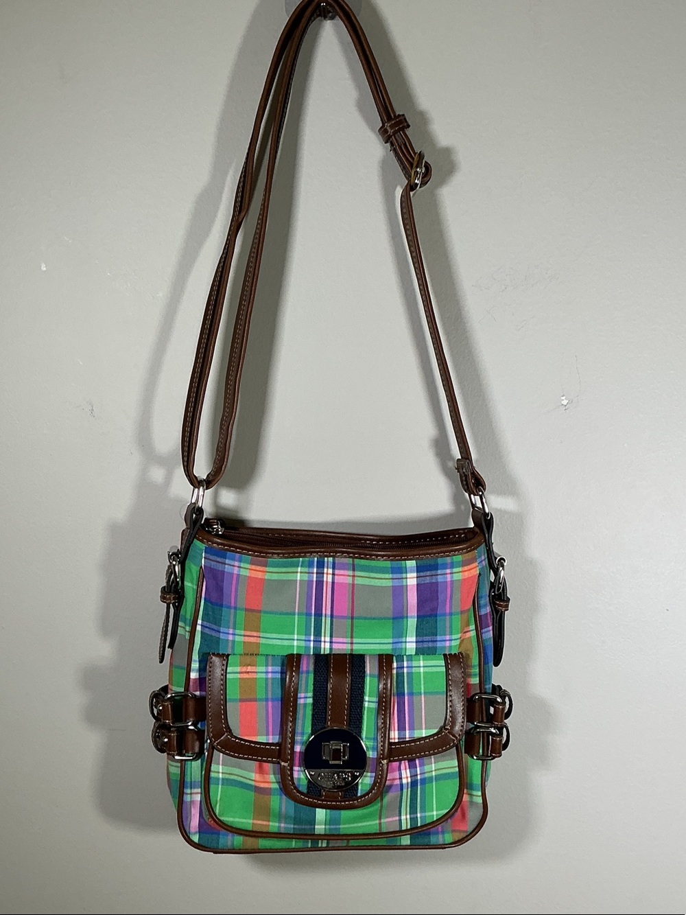 Chaps Plaid Crossbody Bag Colorful Preppy Summer Shoulder Purse